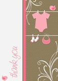 Baby Shower Thank You - Clothesline Baby - Pink Thank You