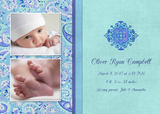 Photo Birth Announcements - Blue Paisley