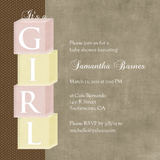 Girls Baby Shower Invitations - Baby Girl Blocks