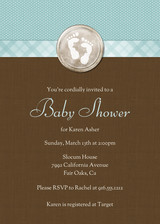Boys Baby Shower Invitations - Tiny Footprints Blue